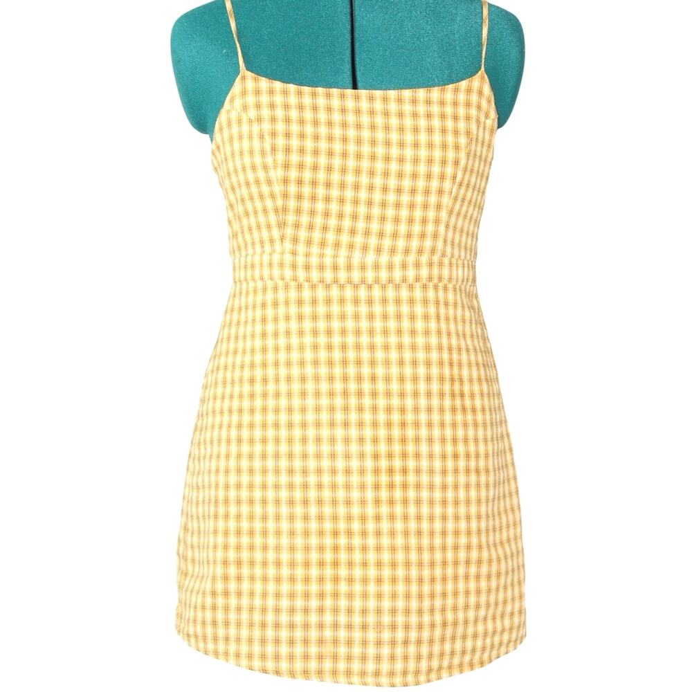 Urban Outfitters Yellow Plaid Mini Dress Women’s Size 2